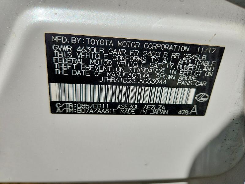Aukcja sprzedaży 2018 Lexus Is, vin: JTHBA1D23J5063944, numer aukcji: 61634116