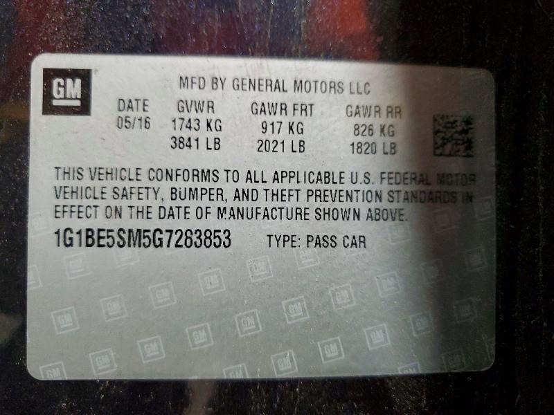 Продаж на аукціоні авто 2016 Chevrolet Cruze, vin: 1G1BE5SM5G7283853, номер лоту: 62896516