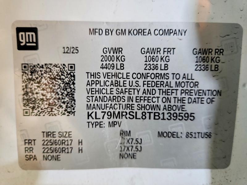 61422776 :رقم المزاد ، KL79MRSL8TB139595 vin ، 2026 Chevrolet Trailblazer مزاد بيع