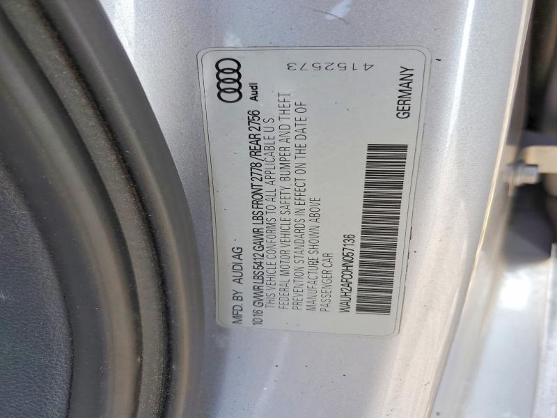61388016 :رقم المزاد ، WAUH2AFC0HN057136 vin ، 2017 Audi A6 مزاد بيع