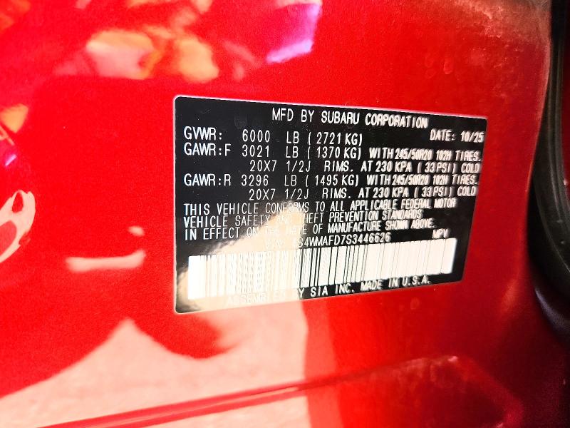60720526 :رقم المزاد ، 4S4WMAFD7S3446626 vin ، 2025 Subaru Ascent مزاد بيع