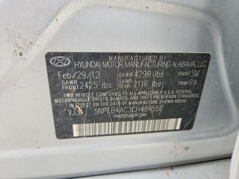 61365886 :رقم المزاد ، 5NPEB4AC3CH484558 vin ، 2012 Hyundai Sonata مزاد بيع
