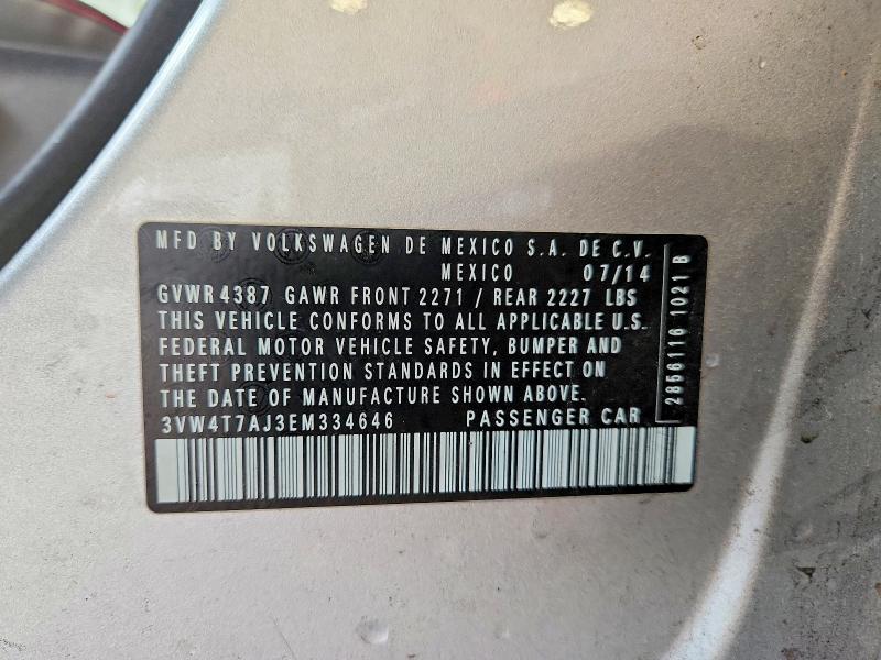 Продажа на аукционе авто 2014 Volkswagen Jetta, vin: 3VW4T7AJ3EM334646, номер лота: 60469476