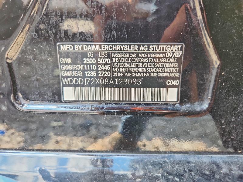 2008 Mercedes-benz Cls მანქანა იყიდება აუქციონზე, vin: WDDDJ72X08A123083, აუქციონის ნომერი: 60855326