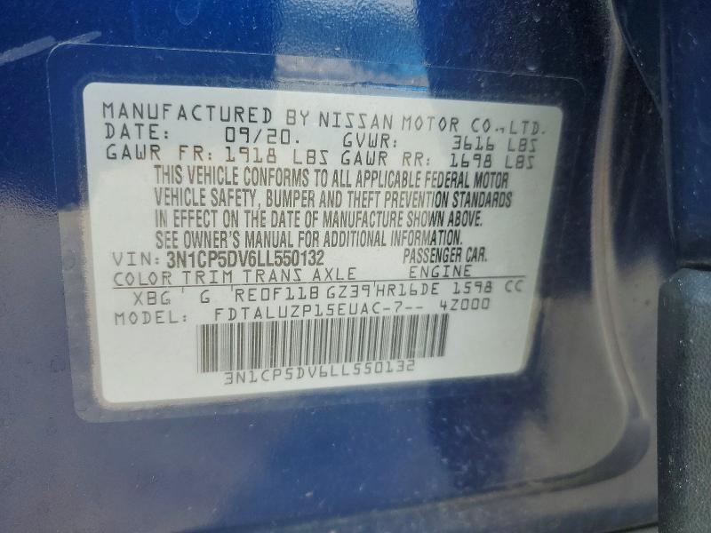 Продажа на аукционе авто 2020 Nissan Kicks, vin: 3N1CP5DV6LL550132, номер лота: 62047276