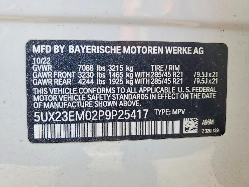 Aukcja sprzedaży 2023 Bmw X7, vin: 5UX23EM02P9P25417, numer aukcji: 61039956