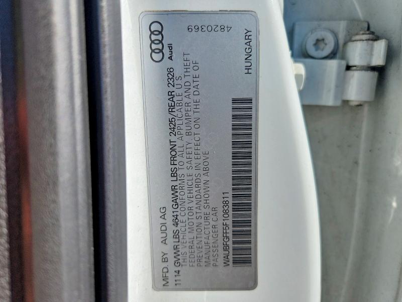 2015 Audi S3 მანქანა იყიდება აუქციონზე, vin: WAUBFGFF5F1083811, აუქციონის ნომერი: 63332926