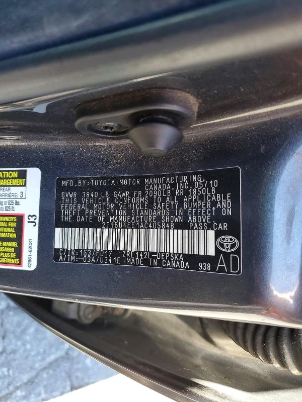 63368706 :رقم المزاد ، 2T1BU4EE1AC405848 vin ، 2010 Toyota Corolla مزاد بيع