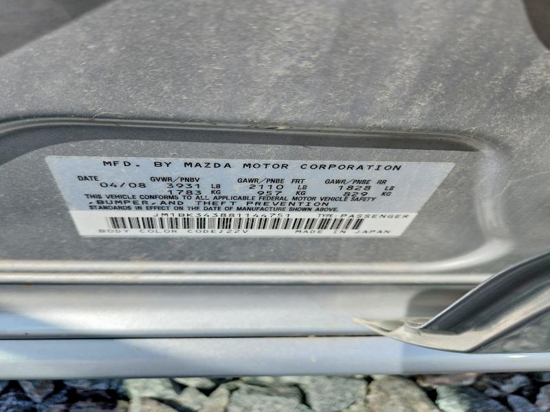 60426926 :رقم المزاد ، JM1BK343881144751 vin ، 2008 Mazda 3 مزاد بيع