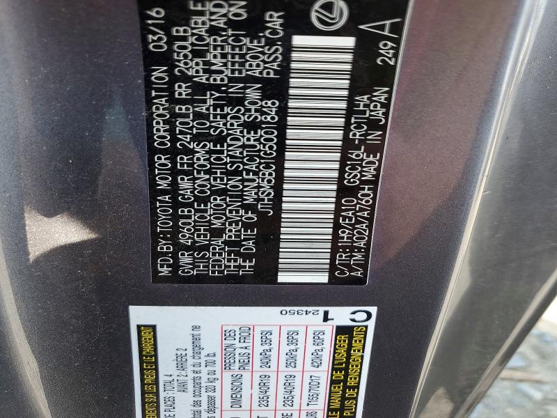 Aukcja sprzedaży 2016 Lexus Rc, vin: JTHSM5BC1G5001848, numer aukcji: 62233376