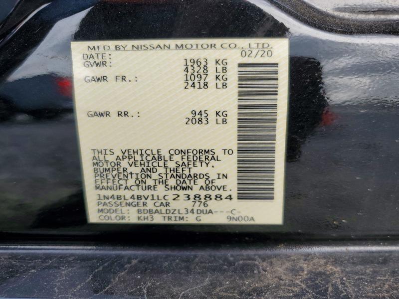 61786996 :رقم المزاد ، 1N4BL4BV1LC238884 vin ، 2020 Nissan Altima مزاد بيع
