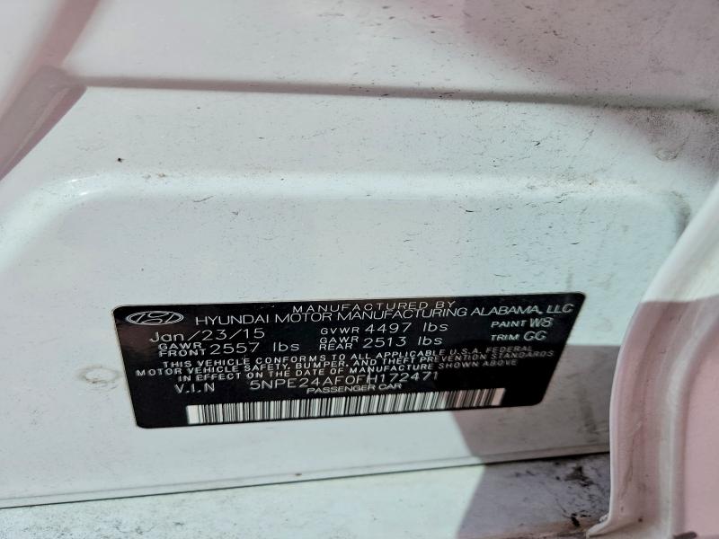 2015 Hyundai Sonata მანქანა იყიდება აუქციონზე, vin: 5NPE24AF0FH172471, აუქციონის ნომერი: 60418886