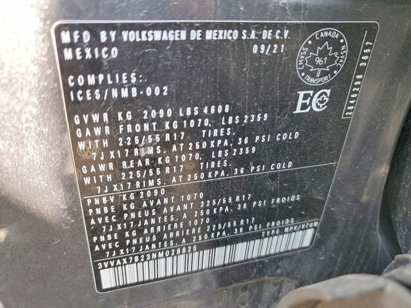 Продажа на аукционе авто 2022 Volkswagen Taos, vin: 3VVAX7B23NM028825, номер лота: 61546736