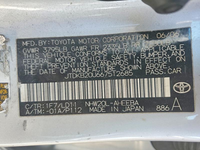 Продажа на аукционе авто 2006 Toyota Prius, vin: JTDKB20U667512685, номер лота: 60596606