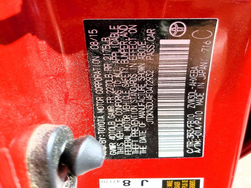 Продажа на аукционе авто 2015 Toyota Prius, vin: JTDKN3DU4F0472932, номер лота: 59910716