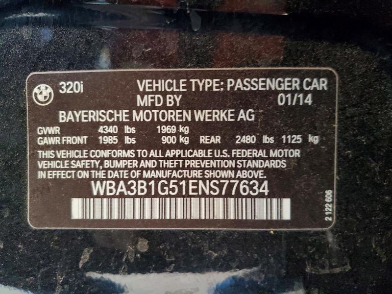 60522166 :رقم المزاد ، WBA3B1G51ENS77634 vin ، 2014 Bmw 320 مزاد بيع