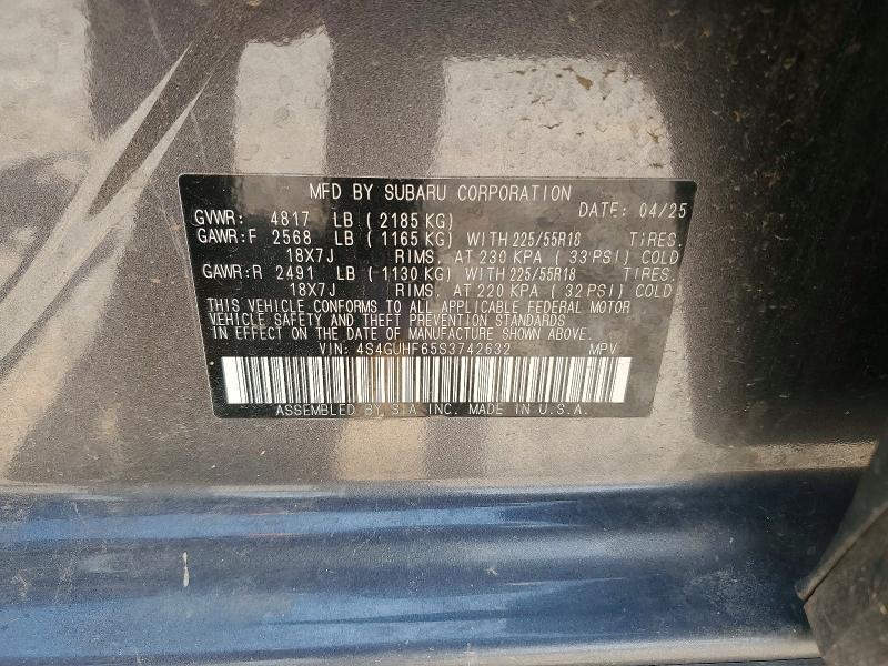 Aukcja sprzedaży 2025 Subaru Crosstrek, vin: 4S4GUHF65S3742632, numer aukcji: 57974046