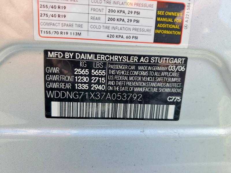 Aukcja sprzedaży 2007 Mercedes-benz S, vin: WDDNG71X37A053792, numer aukcji: 60613056