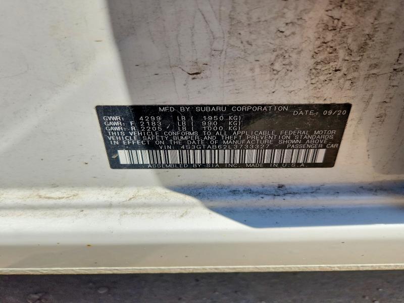 60158066 :رقم المزاد ، 4S3GTAB62L3733327 vin ، 2020 Subaru Impreza مزاد بيع