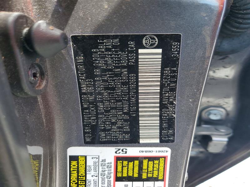 2023 Toyota Camry მანქანა იყიდება აუქციონზე, vin: 4T1G11AK2PU182669, აუქციონის ნომერი: 61198006