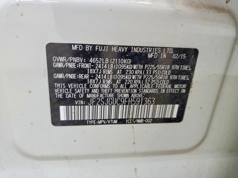 Продажа на аукционе авто 2015 Subaru Forester, vin: JF2SJGUC9FH591363, номер лота: 60217096