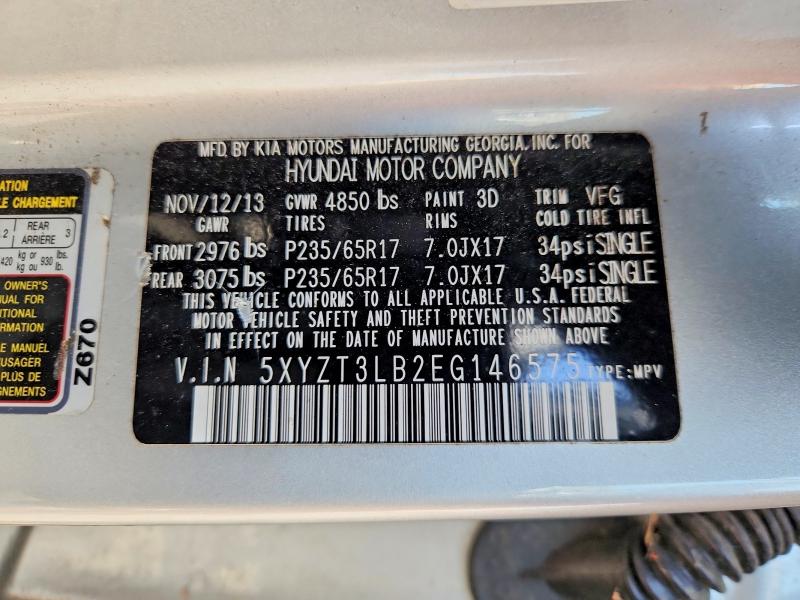 2014 Hyundai Santa Fe Sport მანქანა იყიდება აუქციონზე, vin: 5XYZT3LB2EG146575, აუქციონის ნომერი: 61247976