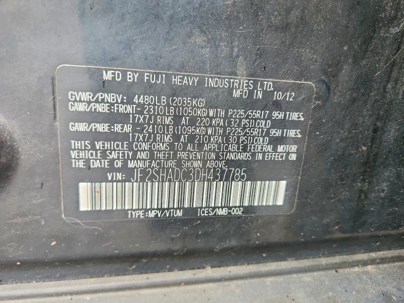 60111436 :رقم المزاد ، JF2SHADC3DH437785 vin ، 2013 Subaru Forester مزاد بيع