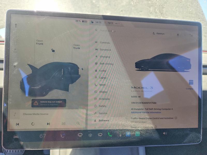 62236846 :رقم المزاد ، 5YJ3E1EA8SF017588 vin ، 2025 Tesla Model 3 مزاد بيع