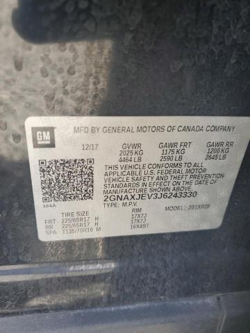 Продаж на аукціоні авто 2018 Chevrolet Equinox, vin: 2GNAXJEV3J6243330, номер лоту: 61228436