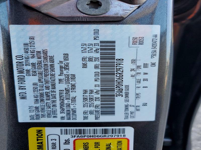59307556 :رقم المزاد ، 3FA6P0HD6GR297918 vin ، 2016 Ford Fusion مزاد بيع