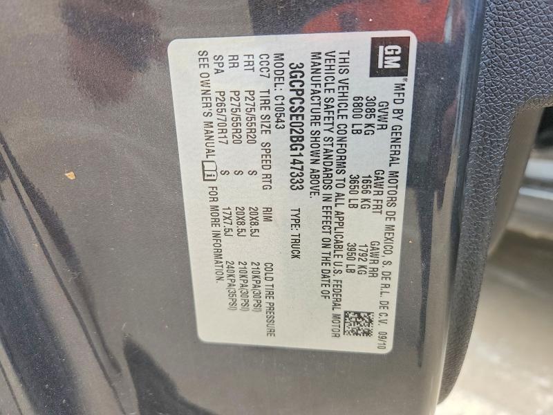 61395646 :رقم المزاد ، 3GCPCSE02BG147333 vin ، 2011 Chevrolet Silverado مزاد بيع