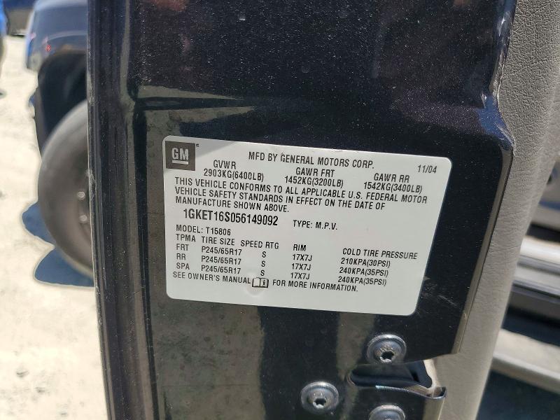 2005 Gmc Envoy მანქანა იყიდება აუქციონზე, vin: 1GKET16S056149092, აუქციონის ნომერი: 61067726