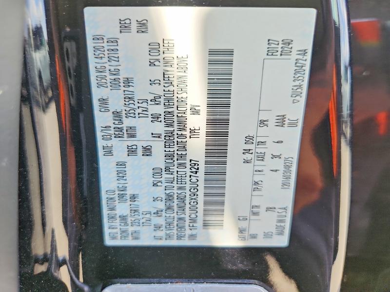 Продажа на аукционе авто 2016 Ford Escape, vin: 1FMCU0GX9GUC74297, номер лота: 62709876