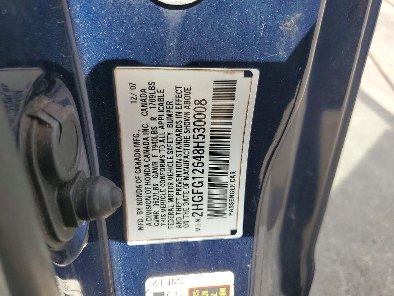 Aukcja sprzedaży 2008 Honda Civic, vin: 2HGFG12648H530008, numer aukcji: 61298996