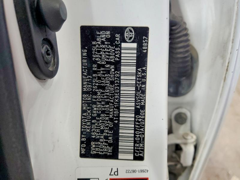 Продаж на аукціоні авто 2014 Toyota Camry, vin: 4T1BF1FK9EU313792, номер лоту: 60896476