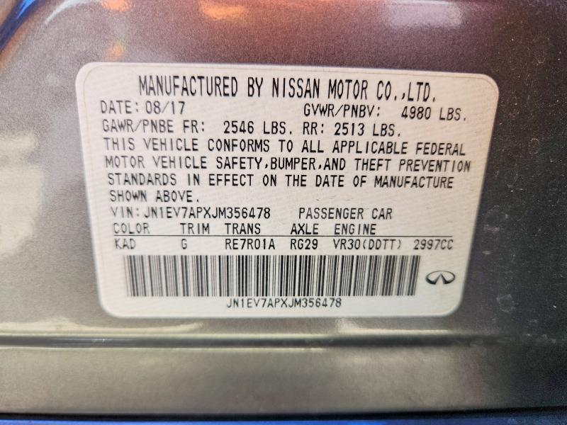 Продажа на аукционе авто 2018 Infiniti Q50, vin: JN1EV7APXJM356478, номер лота: 61444676