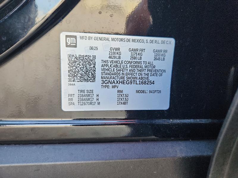 59995226 :رقم المزاد ، 3GNAXHEG9TL168254 vin ، 2026 Chevrolet Equinox مزاد بيع