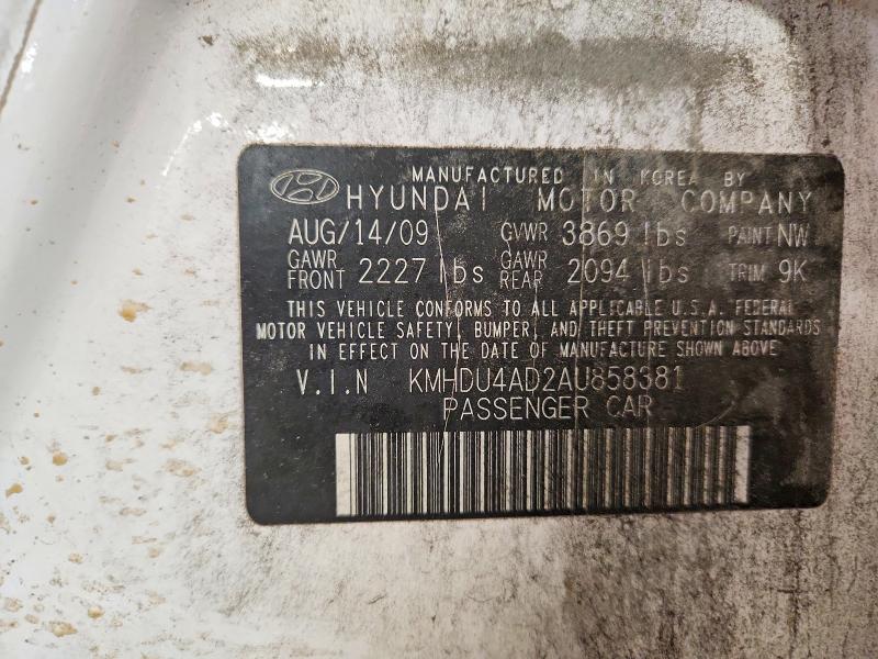 Продажа на аукционе авто 2010 Hyundai Elantra, vin: KMHDU4AD2AU858381, номер лота: 60467306