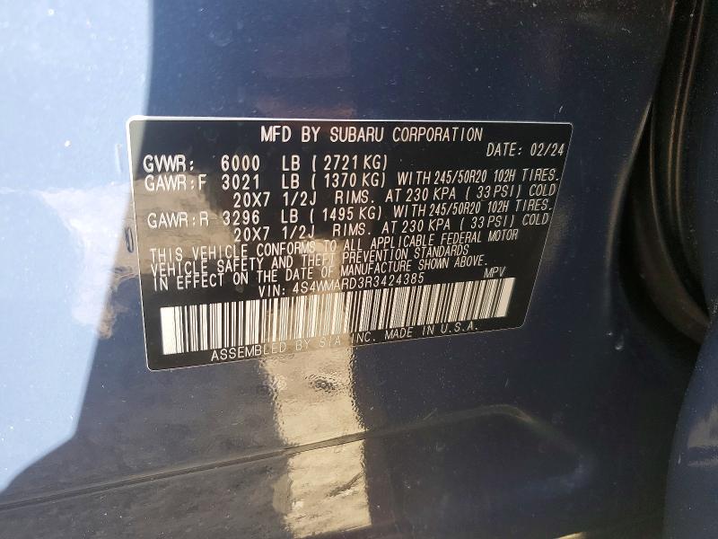 Aukcja sprzedaży 2024 Subaru Ascent, vin: 4S4WMARD3R3424385, numer aukcji: 59607266