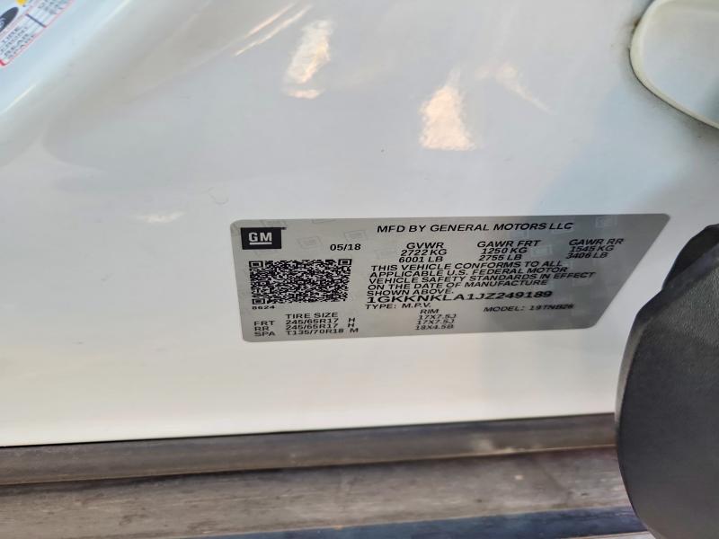 2018 Gmc Acadia მანქანა იყიდება აუქციონზე, vin: 1GKKNKLA1JZ249189, აუქციონის ნომერი: 60272966
