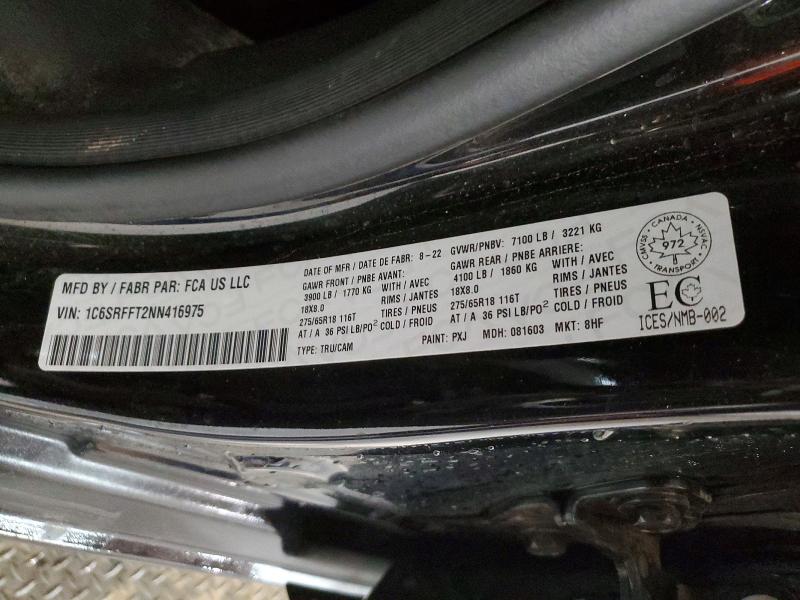 Продажа на аукционе авто 2022 Ram 1500, vin: 1C6SRFFT2NN416975, номер лота: 61858496