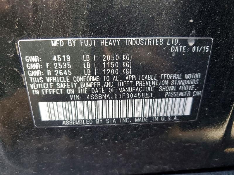 Aukcja sprzedaży 2015 Subaru Legacy, vin: 4S3BNAJ63F3045881, numer aukcji: 63151156