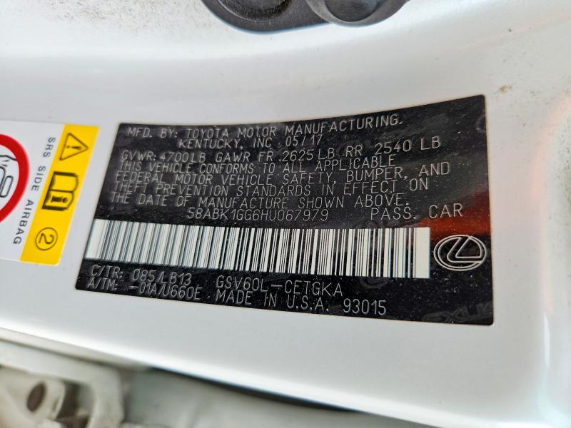 Продаж на аукціоні авто 2017 Lexus Es, vin: 58ABK1GG6HU067979, номер лоту: 62010636