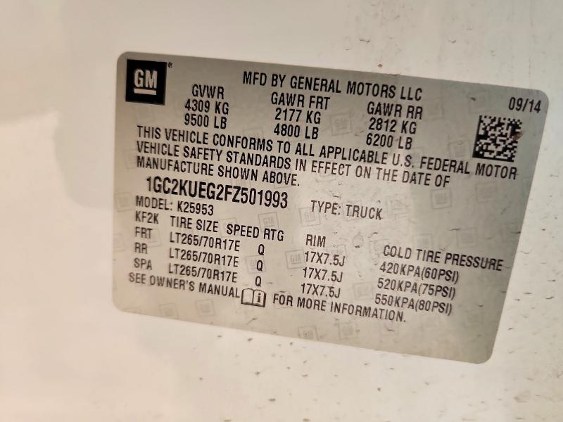 60554636 :رقم المزاد ، 1GC2KUEG2FZ501993 vin ، 2015 Chevrolet Silverado مزاد بيع