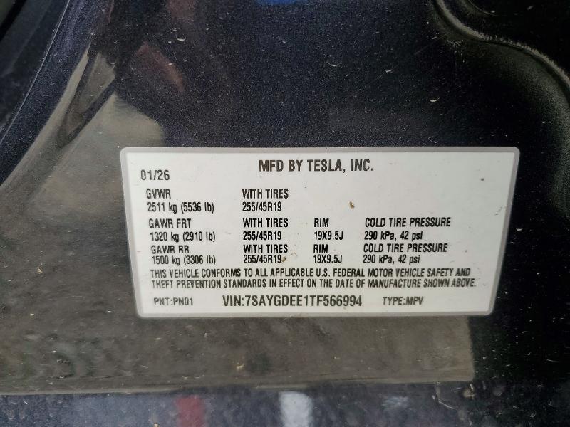 Продажа на аукционе авто 2026 Tesla Model Y, vin: 7SAYGDEE1TF566994, номер лота: 61201706