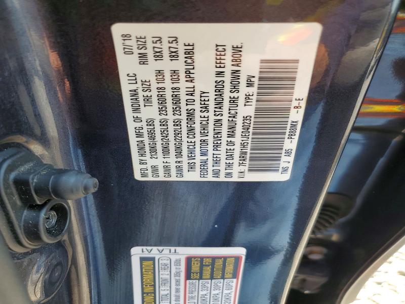 59305606 :رقم المزاد ، 7FARW1H51JE040235 vin ، 2018 Honda Cr-v مزاد بيع
