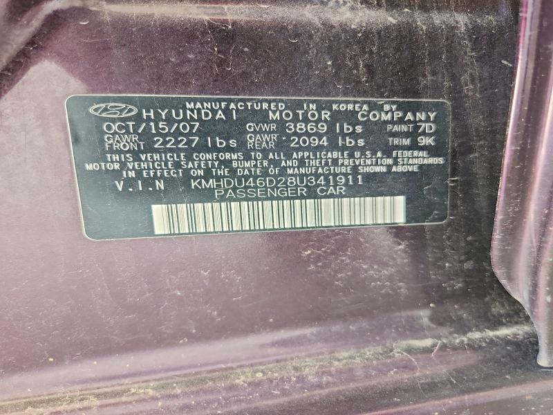 Продажа на аукционе авто 2008 Hyundai Elantra, vin: KMHDU46D28U341911, номер лота: 60628386