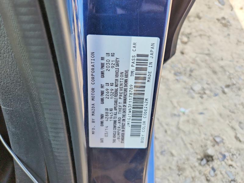 2015 Mazda 6 მანქანა იყიდება აუქციონზე, vin: JM1GJ1W63F1178789, აუქციონის ნომერი: 62030336
