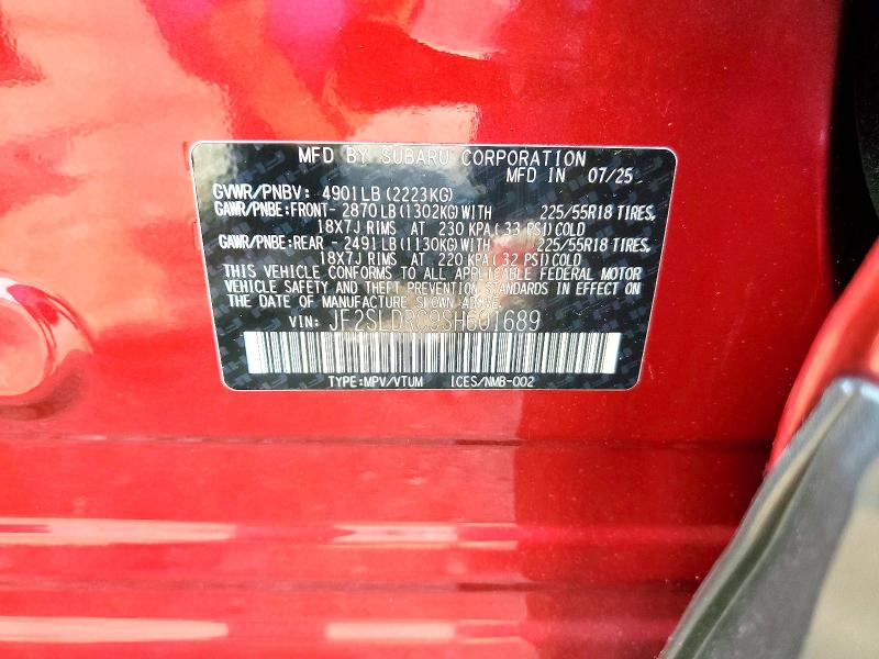 Aukcja sprzedaży 2025 Subaru Forester, vin: JF2SLDRC9SH601689, numer aukcji: 60857376