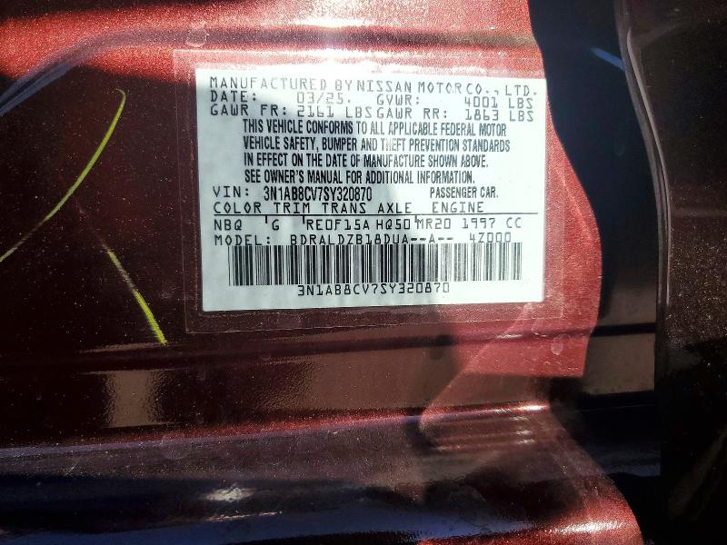 60711786 :رقم المزاد ، 3N1AB8CV7SY320870 vin ، 2025 Nissan Sentra مزاد بيع